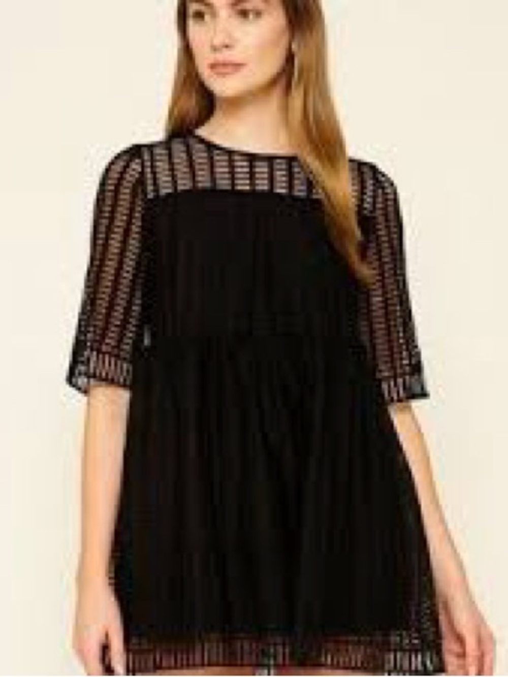 J.O.A. Black Grid Sheer Mini Dress - SZ XS